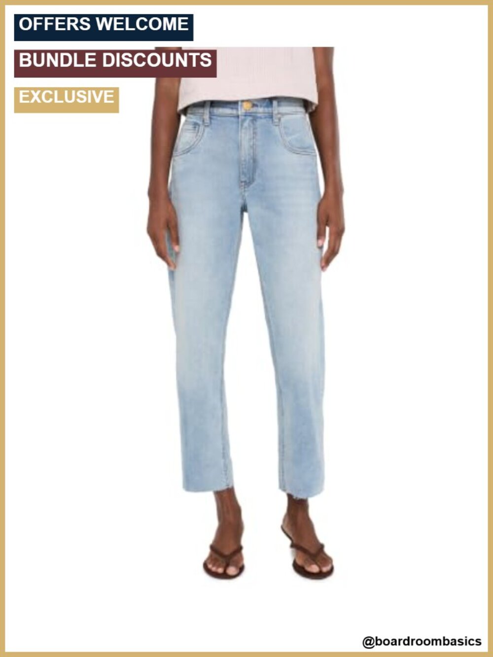 High-Rise Baggy Ankle Straight Jeans with Frayed Hem